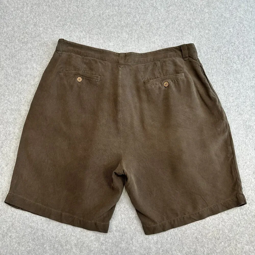 Tommy Bahama Shorts Mens 38 Brown Silk Pleated Relaxed 8